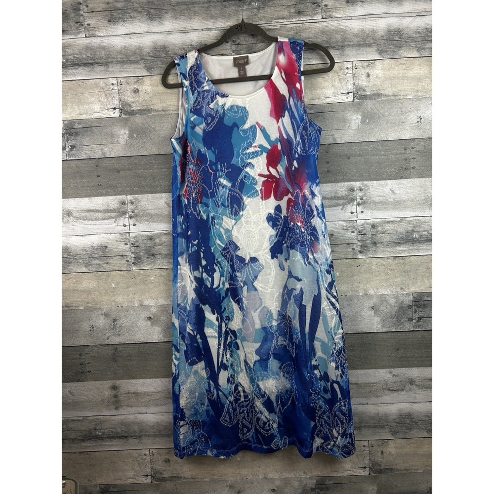Chicos Women's Multicolored Sleeveless Long Dress Size 1